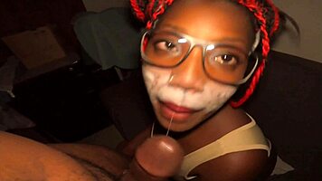 First time nerdy ebony slutting out sucking sloppy dick