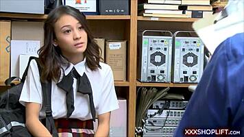 Extra Thin Asian Chick Fucked Hard By Mall Officer On Cctv