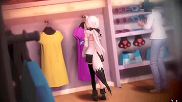 shirakami fubuki having sex in the fitting room with a pervert vtuber
