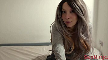 Intense pov late night handjob session with curvy blonde in miniskirt