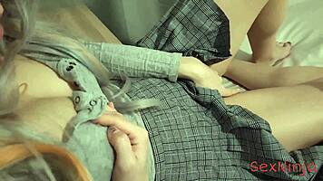 Intense pov late night handjob session with curvy blonde in miniskirt