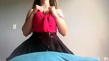 Just a cute girl wearing her fav skirt for teasing you while humping pillow