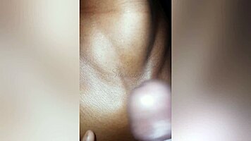 Submissive ebony sucks cock before tit cum