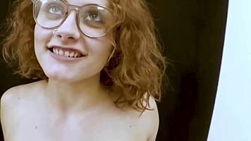 Petite inked redhead swallows after rimjob