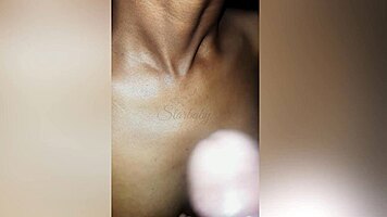 Submissive ebony sucks cock before tit cum