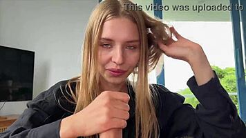 dads new girlfriend helps with a blowjob