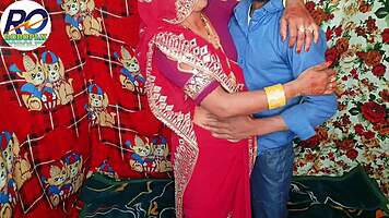 Desi village woman fucked together in doggy style in red saree with audio