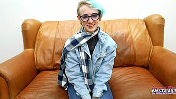 Slim blonde coed uses toys for squirting fun