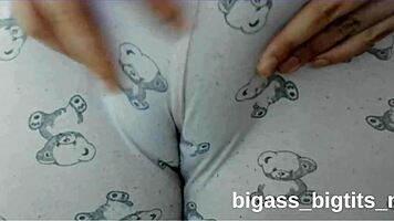 camel toe visible while masturbating in pajamas