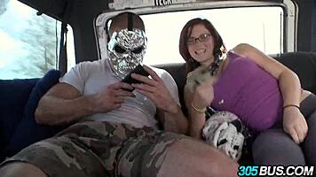 Redhead with glasses gets fucked silly outdoors