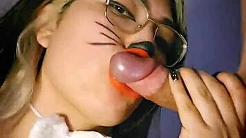 lunitarabbit blowjob cum on face in bunny cosplay