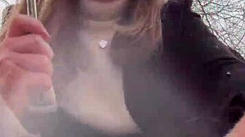 oops cute teen caught spreading outdoors for stranger