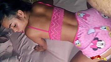 Young woman seduces partner during private alone time