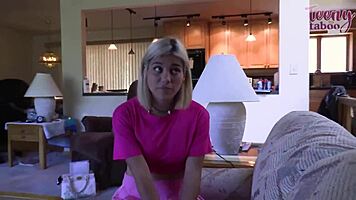 blonde babe bends for boss pleasure