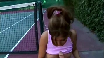 Sativa rose on knees teasing hard cock outdoors