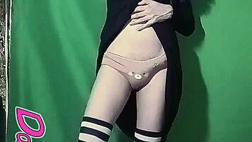 do you like this transgirl in her long black dress