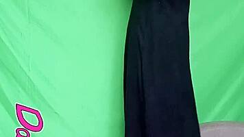do you like this transgirl in her long black dress