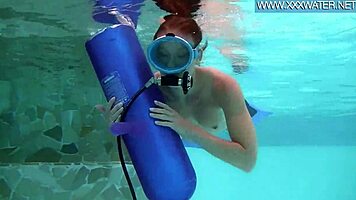 Blonde Sucks Dildo Underwater