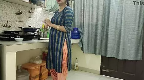 indian couple's steamy kitchen romp with clear hindi audio