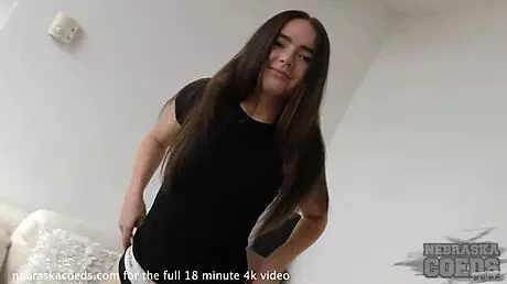 Ultra hot 18yo Phoenixa explores her first video nervously.