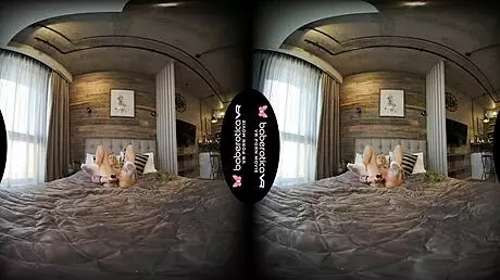 mika teases her cock solo in vr, masturbating with toys