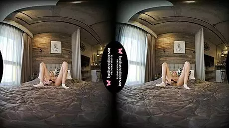 mika teases her cock solo in vr, masturbating with toys