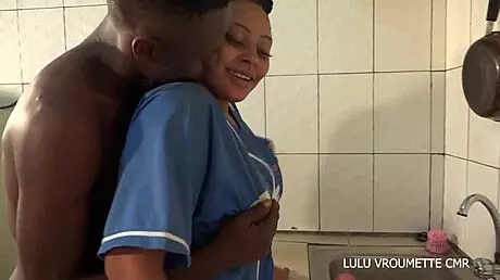 Keyane CMR catches Claudenero Black MASTURBATING in the kitchen for a wild morning romp