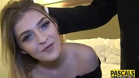 Real Blonde Teen 18+ Gets Deepthroated by Big Cock Hardcore