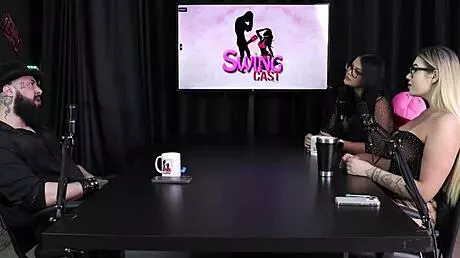 gabe spec's submissive serves top in sheer red lingerie