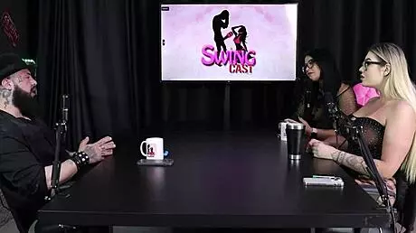 gabe spec's submissive serves top in sheer red lingerie