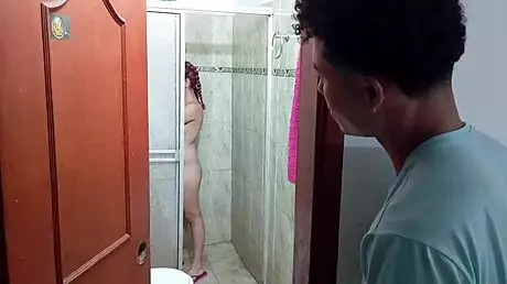 I fuck my stepsister’s tight asshole and pussy from behind in the pool