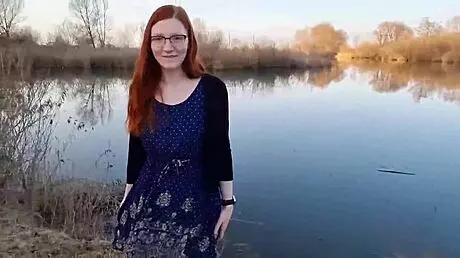 Redhead Teen 18+ Strips Outdoors for First Time in German Woods