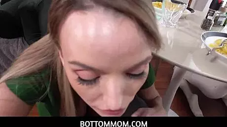 American stepmom Pristine Edge gives nude advice to stepson with blowjob and fucking in POV