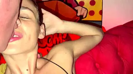 Brunette slut in skirt fucked hard outdoor at wild party with natural small 18+ tits