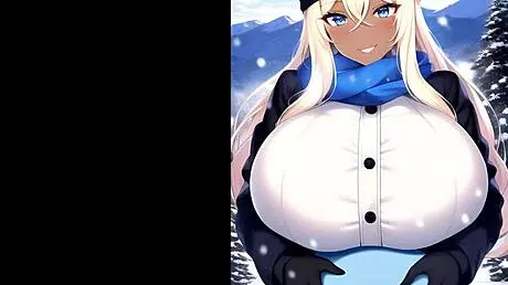 skiing girls in mountain ai art compilation