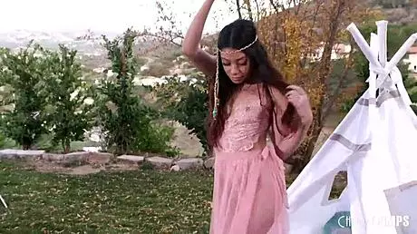 cute xxlayna marie teases with a vibrator on her shaved petite 18+ body