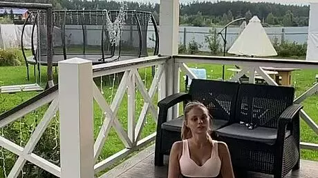 stretching session turns into sexy morning fun with cute teen 18+ babe next door