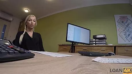 Real Estate Agent Lets Bank Worker Fuck Her In Office Interview For Loan