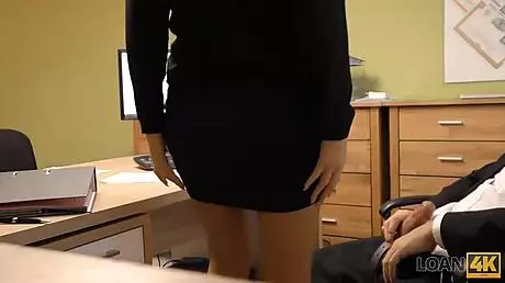 Real Estate Agent Lets Bank Worker Fuck Her In Office Interview For Loan