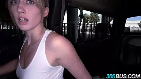 Hot teen blonde Riley Reynolds banged in 305bus