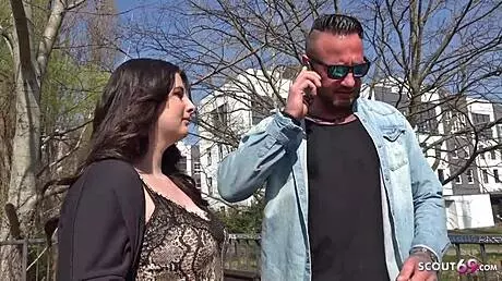 German scout picks up chubby Elisa for street casting bang