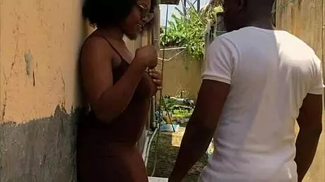 I fucked my big-ass new neighbor in the backyard, giving her a cumshot on those big tits.