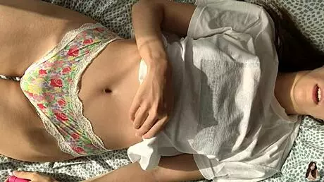 18-Year-Old Brunette Enjoys Early Morning Solo Masturbation Session