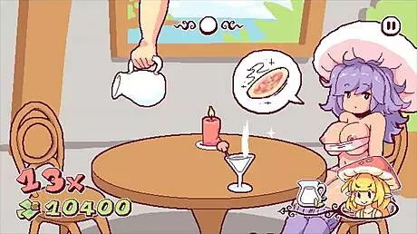 huge futanari cock stretches the chef's ass in this hentai game episode, with blowjob and big tits action.