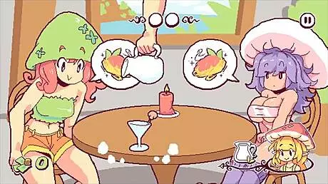 huge futanari cock stretches the chef's ass in this hentai game episode, with blowjob and big tits action.