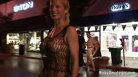 Naked Sexy Amateurs Teasing and Playing on Public Street
