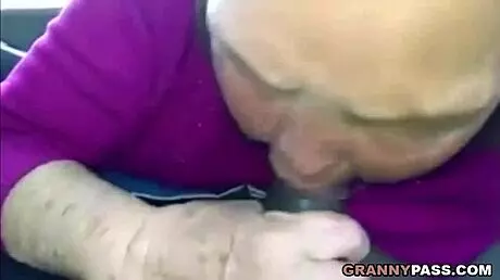 asian granny sucks black cock in the car, oh man... i meant to say, um, she’s really into it!