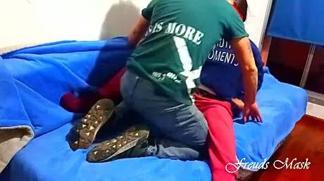 young couple films each other during blowjob foreplay with small tits and big ass in romantic sex