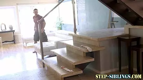 Teen stepsister eagerly sucks hard cock in steamy shower scene