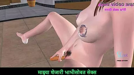 marathi audio sex story - an animated 3d porn video of a teen 18+ girl sitting on the floor and masturbating using carrot